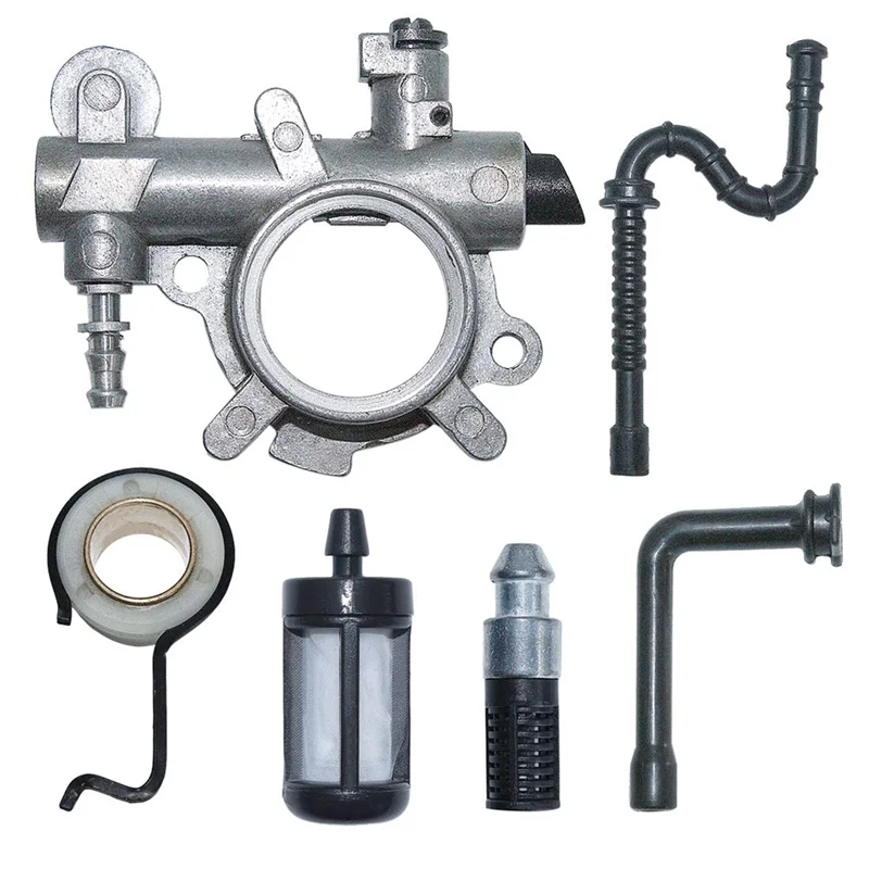 Bomba de aceite engrasador engranaje helicoidal Kit de línea de filtro de aceite de combustible apto para motosierra Stihl 034 036 MS360 reemplazar 1125 640 3201 G