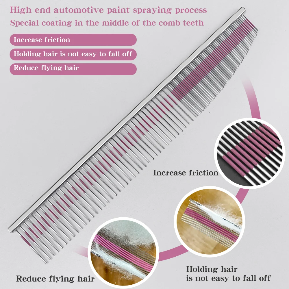 Magic Comb Pet Grooming Knife  Comb Automotive Painting Process Copper Handle Purple Striped Comb Cat and Dog 22cm Pet Shop