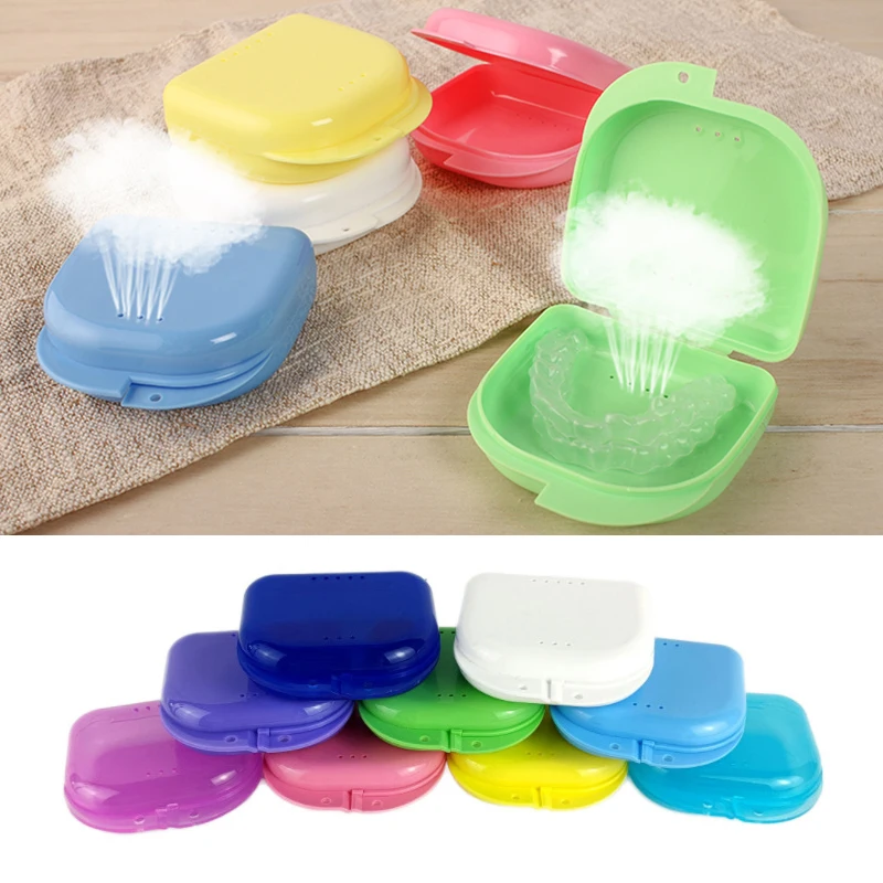 Portable Storage Plastic Box Fake Teeth Orthodontic Case Dental Retainer Mouth Guard Denture Oral Storage Box Supplies Organizer