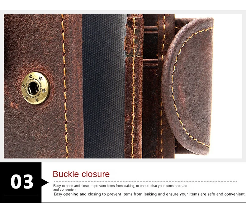 Kurze Geldbörse aus Crazy Horse-Leder für Herren, echtes Leder, Schnallen-Geldbörse, Vintage-Geldbörse aus Rindsleder, Kartenhalter, Multi-Karten-Geldbörse – Detail 18