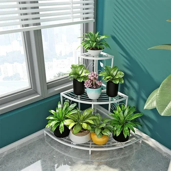 Heißer Verkauf Europäischen Pastoralen Eisen Multi-schicht Anlage Rack Ecke Schritt Regal Boden Anlage Blumentopf Stehen Balkon Innen decor