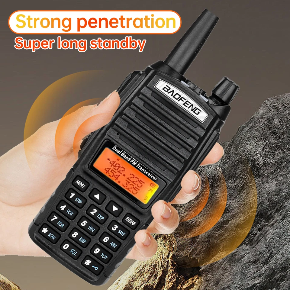 Baofeng UV-82 EU82X Dual PTT جهاز اتصال لاسلكي |   5 واط/8 واط قوة عالية |   ثنائي النطاق VHF/UHF |   نطاق 10 كجم |   راديو FM Amateur Ham CB