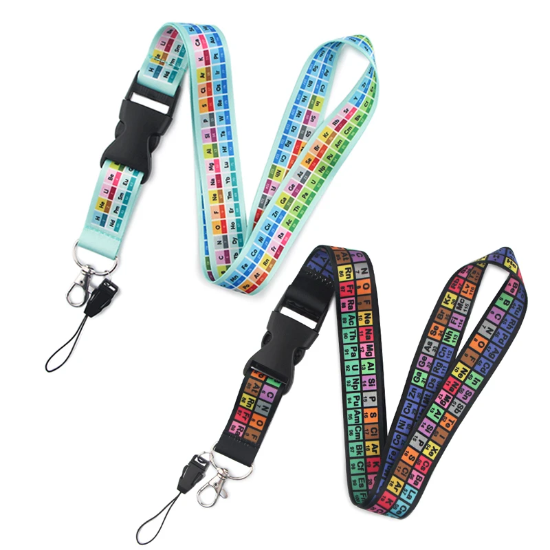 

Periodic table of ele ments Lanyard Keys Phone Holder Funny Neck Strap With Keyring Card DIY Animal webbings ribbons Hang Rope