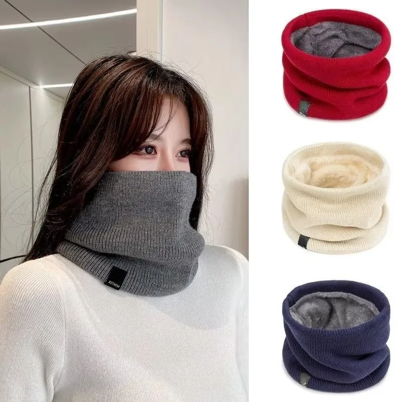 

Fashion Women Knitted Scarf Solid Cashmer Like Winter Snood Scarves Lady Warm Thick Unisex Men Neck Scarfs Ring