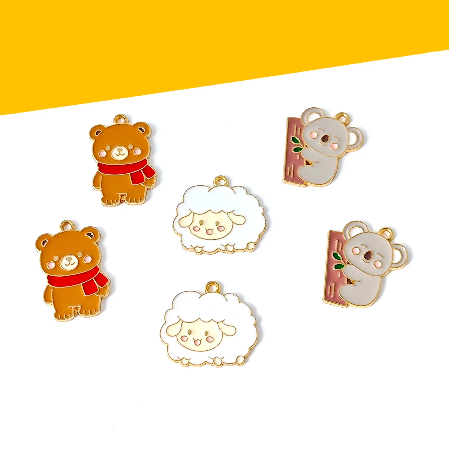10PCS DIY cartoon cute little animal lamb bee pendant keychain necklace mobile phone chain accessory pendant