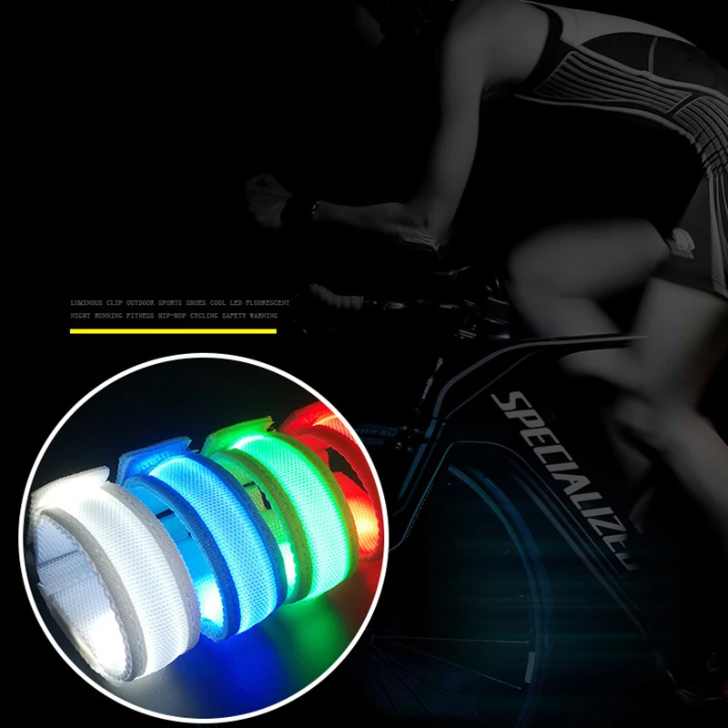 LED Reflective Bracelet Nylon Adjustable Armband Luminous Night Running Cycling Climing Strap Outdoor Sports Safety Bright Band