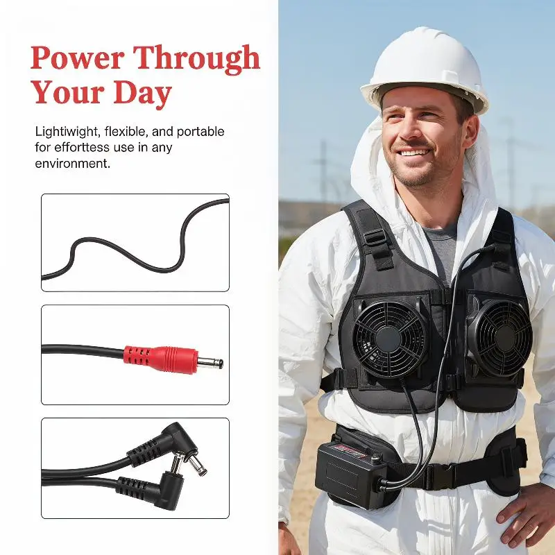7-36V Reliable Tee Cable Ideal for Summer Cooling Ventilation Fans and Air-conditioned Wearable Gear