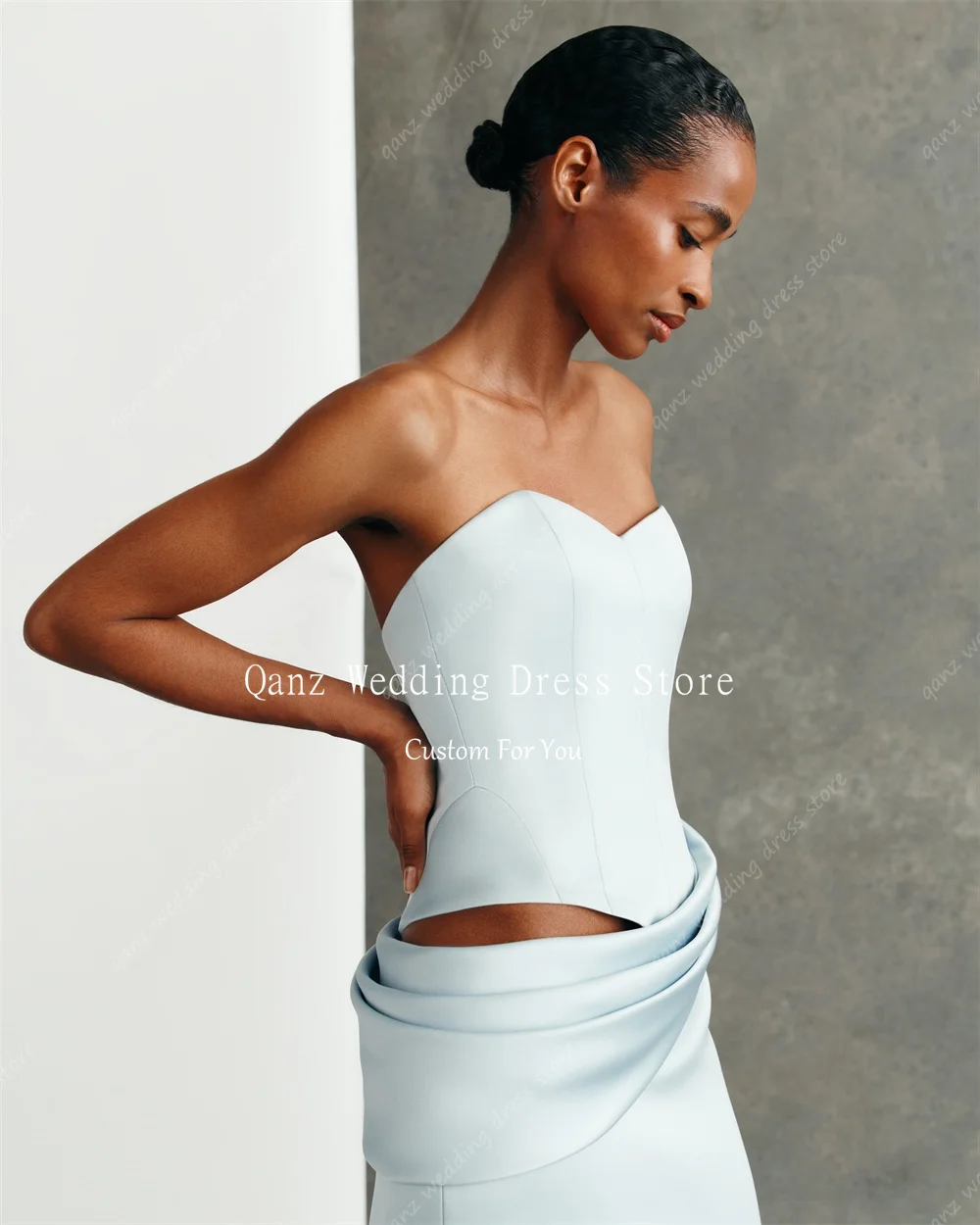 Qanz Vintage Prom Dress Mermaid Satin Vestidos De Festa Floor Length Backless Saudi Arabia Formal Evening Gowns Customized