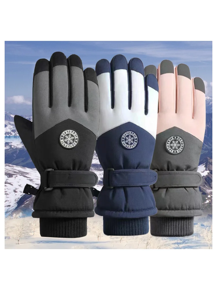 AliExpress 1Pair Winter Unisex Snowboard Ski Gloves Non-slip Touch Screen Waterproof Motor Cycling Fleece Warm Snow Gloves Riding Gloves