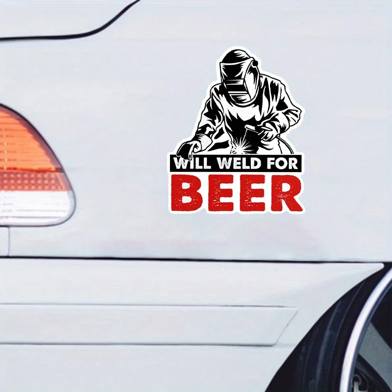 สติ๊กเกอร์ไวนิลลายโลโก้การเชื่อมโลหะ 1 ชิ้น - สไตล์อินดัสเทรียลสำหรับเครื่องมือช่าง/ผนังโรงรถ/แก้วน้ำสำหรับเดินทาง/งานฝีมือ DIY