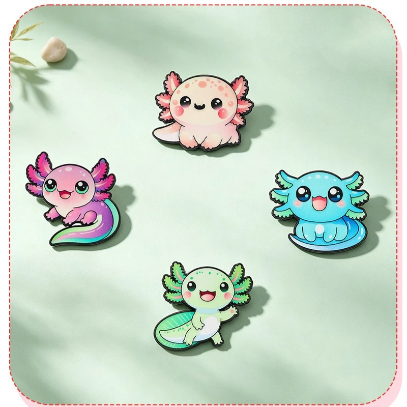 Creative New Cute Cartoon Axolotl Brooch Fun Salamander Alloy Badge Gift Pin for DIY Clothing Bags Accessories Fashion Jewelry