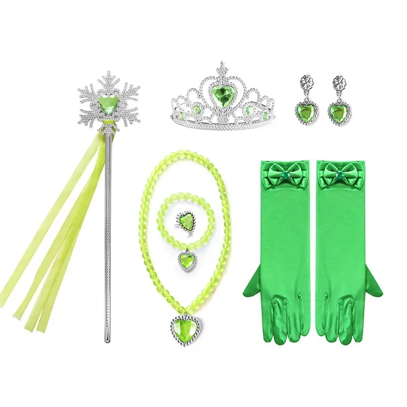 Elsa Princess Accessories Gloves Wand Crown Jewelry Set Elsa Wig Necklace Braid for Princess Dress Clothing Cosplay Dress UP