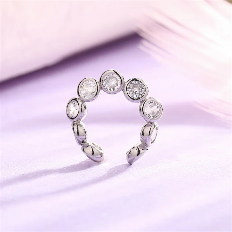 1Pcs 925 Silver Plated Ear Cuff Earrings Non-Piercing Zircon Cross Cuff Ear Clip Earring For Women Fake Cartilage Jewelry eh139
