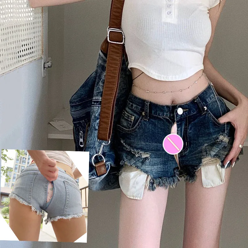 

open crotch outdoor sex pants Sexy Low Rise Denim Super Shorts Women's Summer Elastic Slim Skinny Vintage Jeans Y2k streetwear