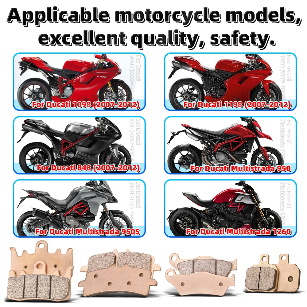MRRANGT مجموعة مكابح الدراجات النارية لـ Ducati Multistrada 950 1260 1098 1198 848 1199 مكابح سباق معدنية ملبدة