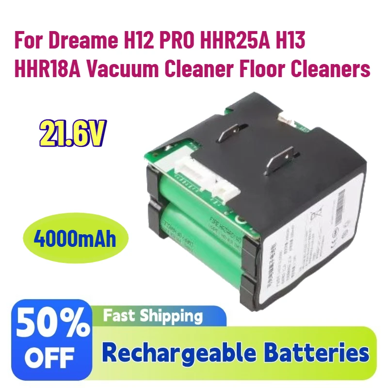 High-Quality Upgrade 4000mAh 21.6V Rechargeable Batteries For Dreame H12 PRO HHR25A H13 HHR18A Vacuum Cleaner Floor Cleaners