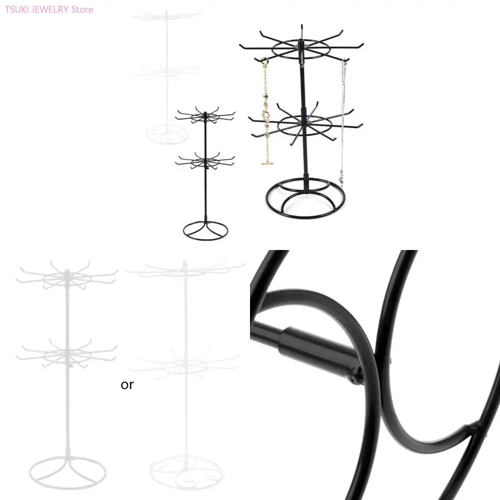 

62KE Jewelry Bracelet Display Stand 2 Tier Revolving Countertop Jewelry Hanger