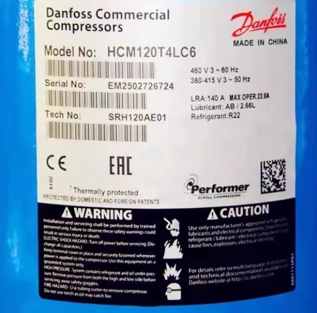 Холодильный компрессор для кондиционирования воздуха Dan Foss Коммерческие компрессоры HCJ121T4LC6 HCM120T4LC6