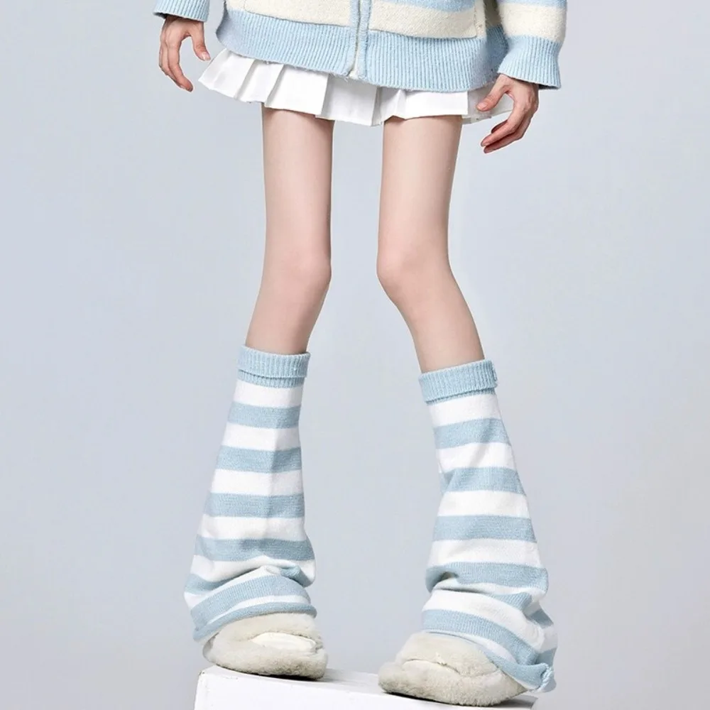 Y2K Original Leg Warmers Blue White Stripes Subculture Slouch Socks Wings Japanese Style Harajuku Socks