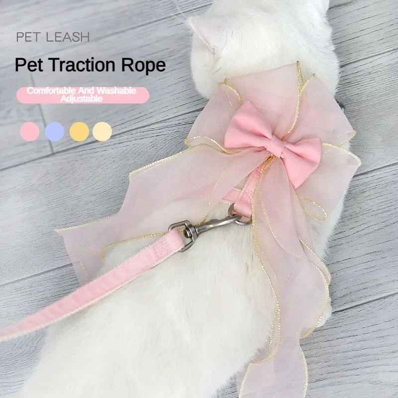 Pet Leash Cat Chest and Back Suit Dog Leash Anti-loose Small Dogs Go Out To Walk The Cat and Walk The Cat Supplies.