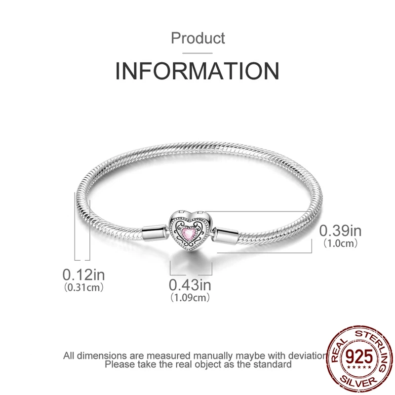 S925 Sterling Silver Vintage Heart Snake Bone Bracelet Fit Original Design Charms DIY Jewelry Bracelet For Women Fine Gift Hot
