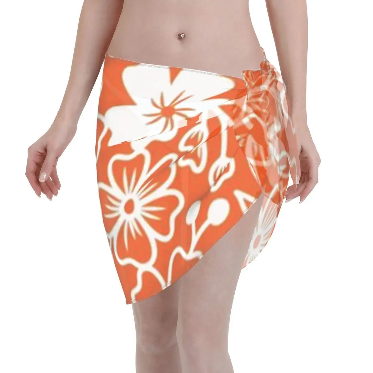 

Promotion Sakura Flower Silhouettes In Orange Women's Beach Wrap SkirtCoastal Camping Night Wear Beach Sundress Wrap
