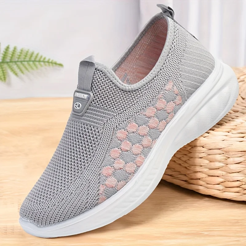 Sneakers Casual da donna in tinta unita, scarpe da passeggio con suola morbida e Platform, scarpe da Fitness traspiranti lavorate a maglia