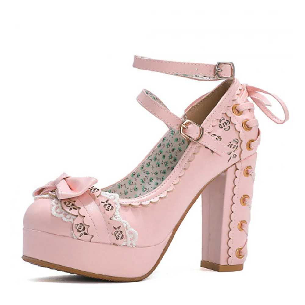2026 Spring Polka Dot Bow Tassel Decoration Chunky Heel Women Pumps Elegant Luxury Designer Party Dress High Heels For Ladies
