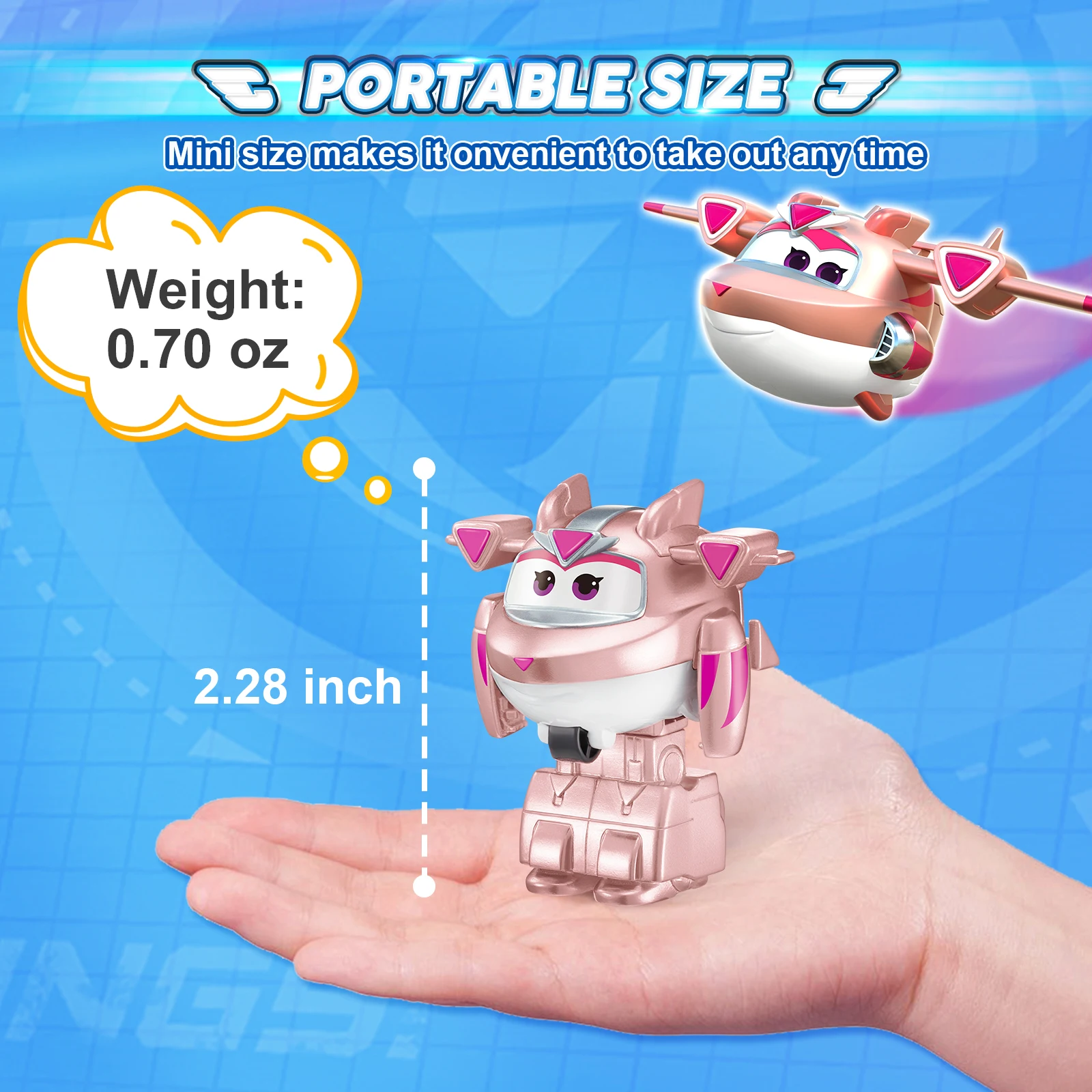 Super Wings Mini Traver 2 Inches Transform Robot to Plane in 3 Steps Action Figures Deformation Transforming  Anime Toys For Kid