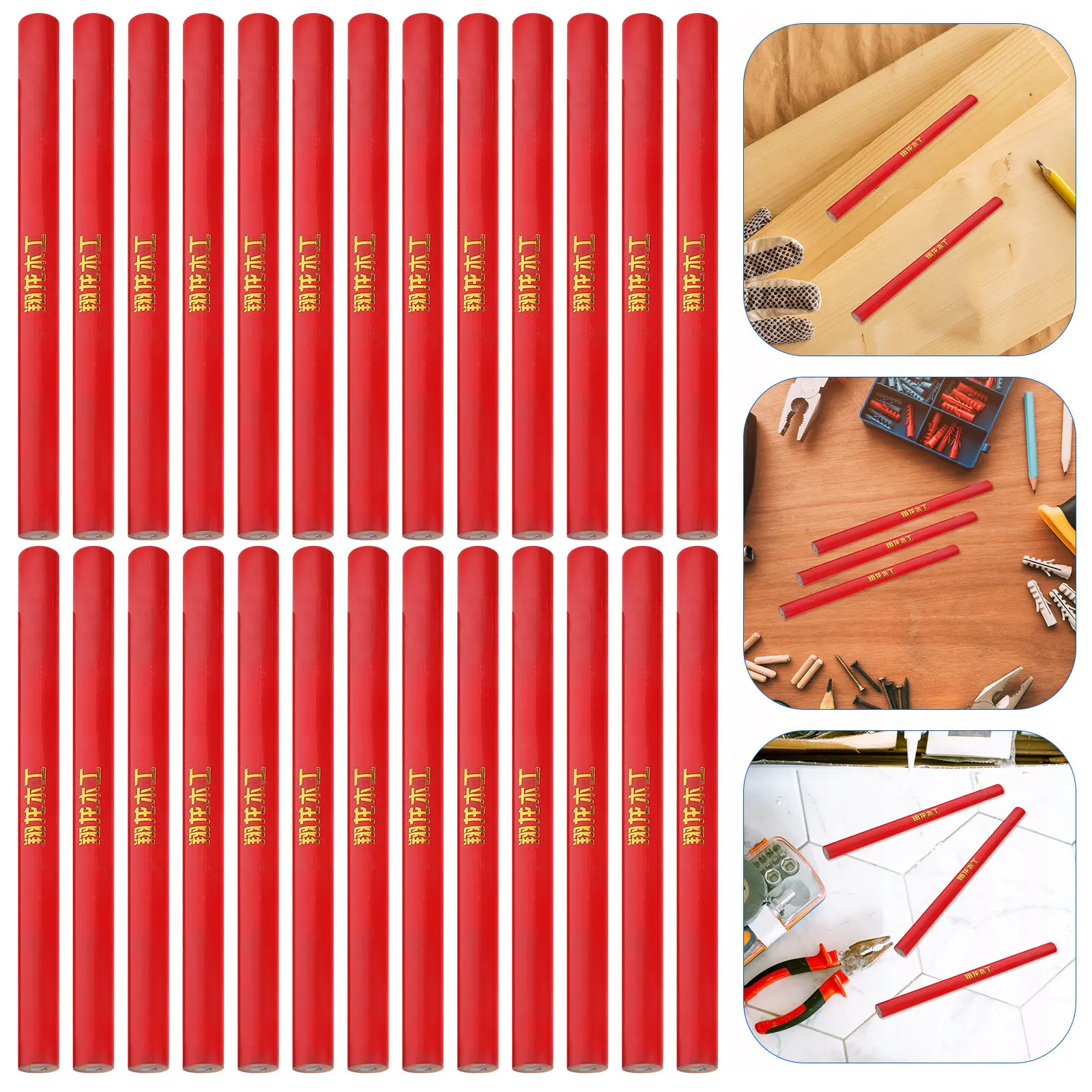

100Pcs Carpenter Oval Woodwork Pencils Bright Engineering Drawing Marking Pencil Construction Pencil for Wood Concrete