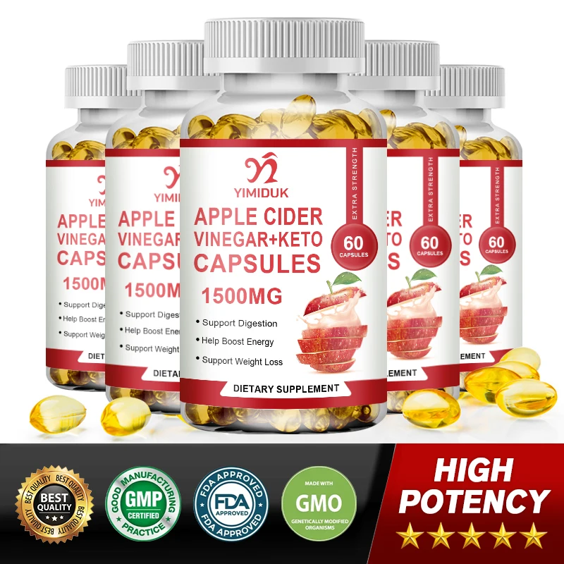 Organic Apple Cider Vinegar Capsules Healthy Weight Management Digestion Detox & Immune Soothes Gas & Bloating Food