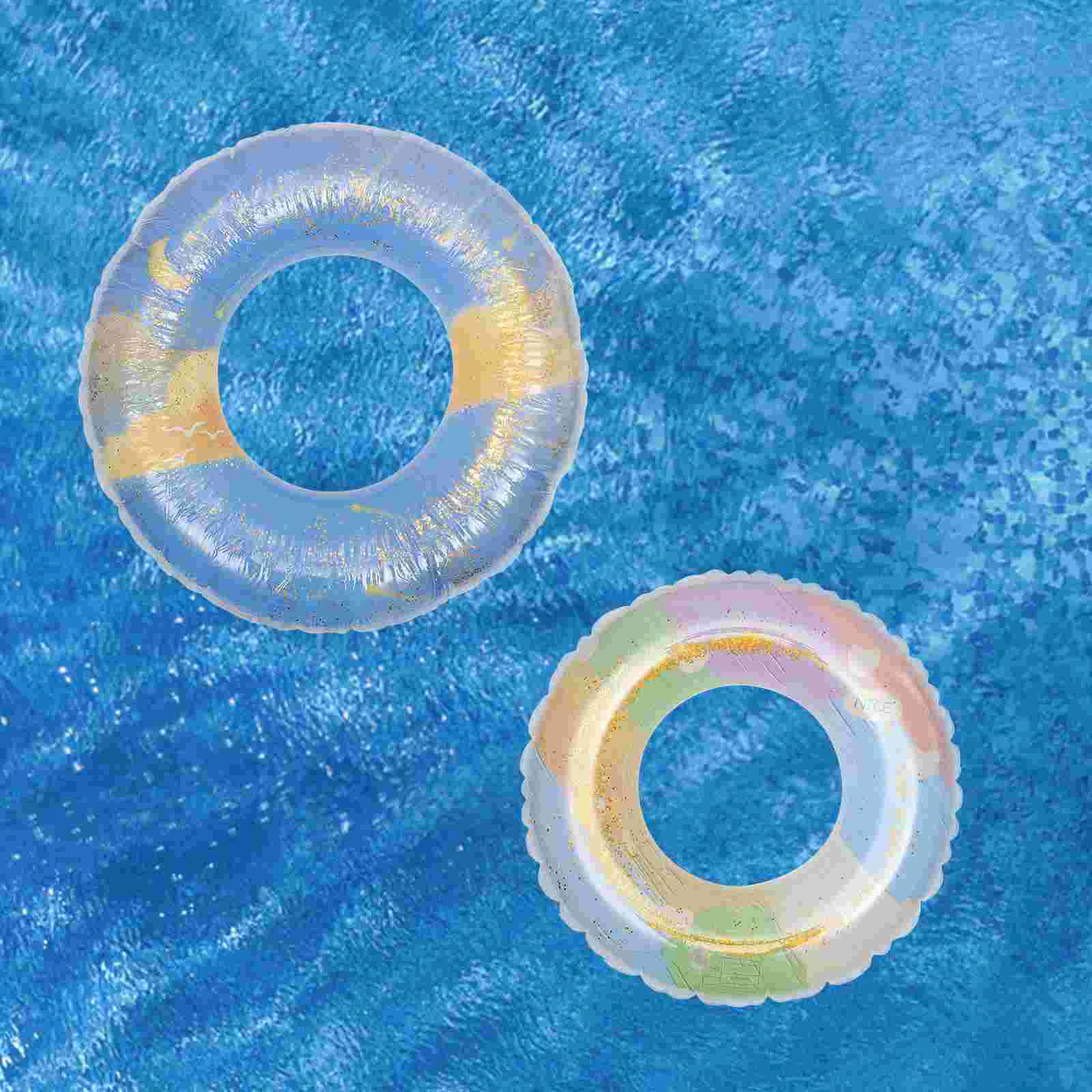 2 Pcs Kids Toys Colorful Swimming Ring Sequin Float Portable Pool Tubes Summer Toddler