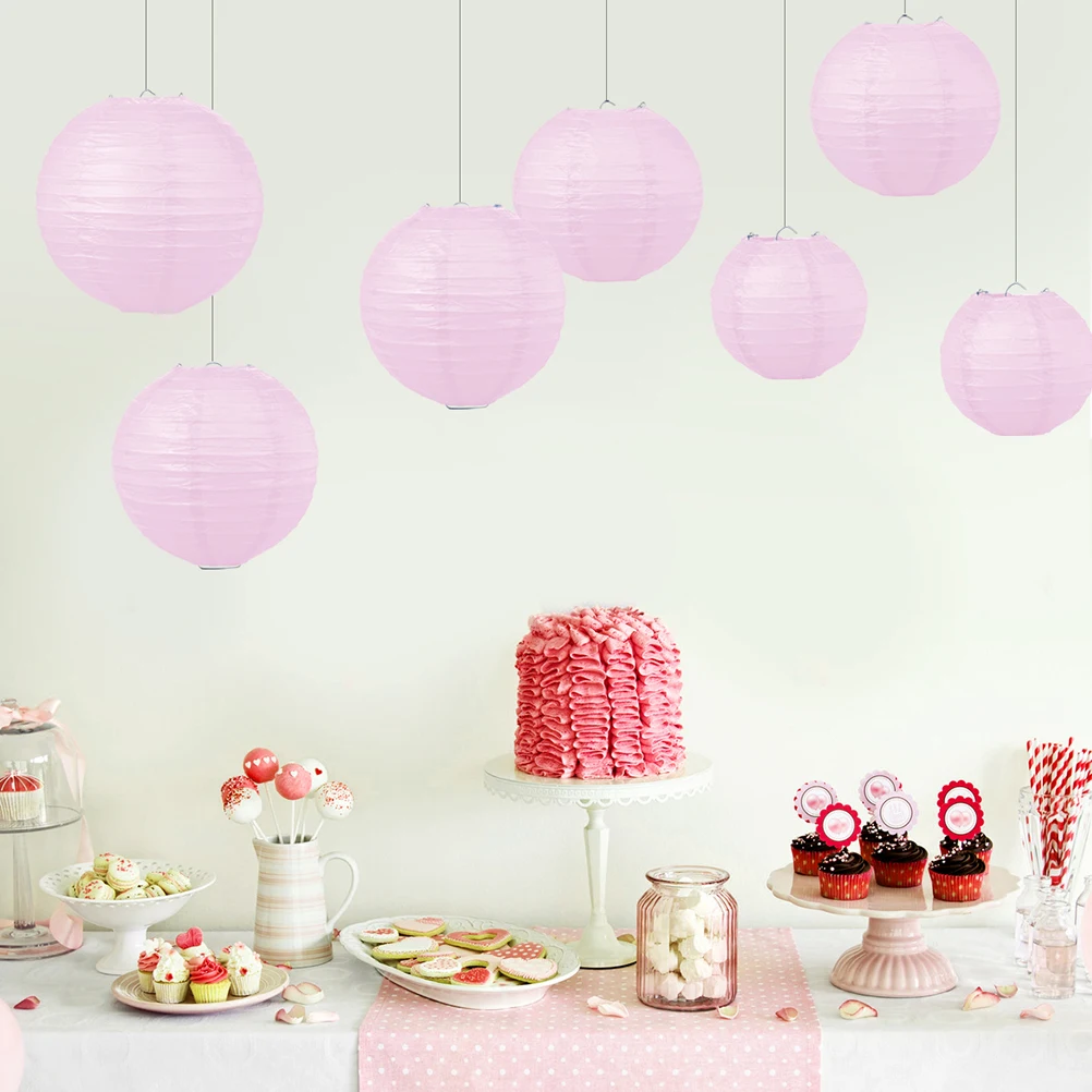 

12 Pcs Round Paper Lantern Set Decorative Lanterns Foldable for Decoration