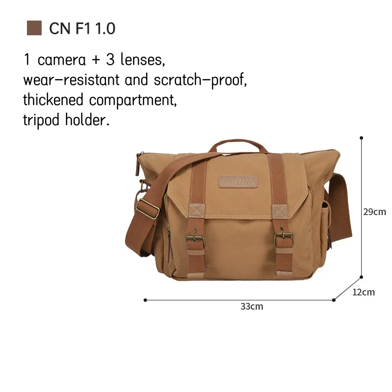 canvas camera sling bag Waterproof Crossbody Camera bag Camera handBag with tripod holder Vintage DSLR/SLR camera Shoulder Bag