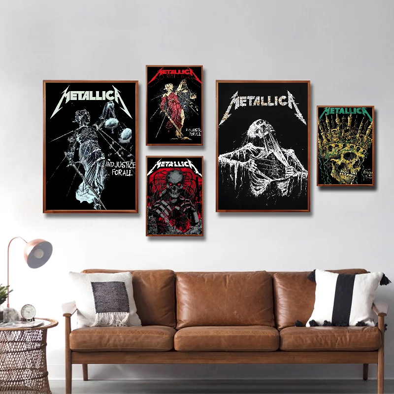 Metal Rock Band M-Metallica Poster Self-adhesive Art Waterproof Paper Sticker Coffee House Bar Room Wall Decor