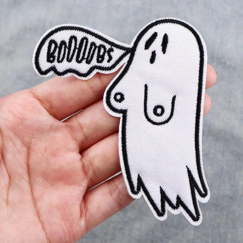 Halloween White Ghost Embroidery Patch Cartoon Patch Iron On Patches For Clothing Patches On Clothes Jeans Sew Stickers