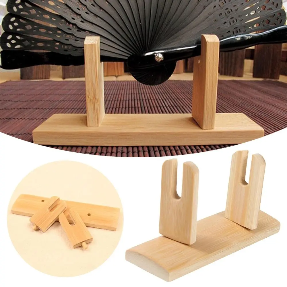 Durable Bamboo Chinese Folding Hand Fan Stand Base Fan Display Stand Folding Hand Fan Stand Display Holder Home Decoration