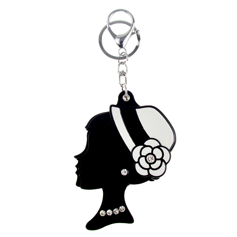 CINDY XIANG Acrylic Girl Mirror Key Chain Fashion Leopard Shaped