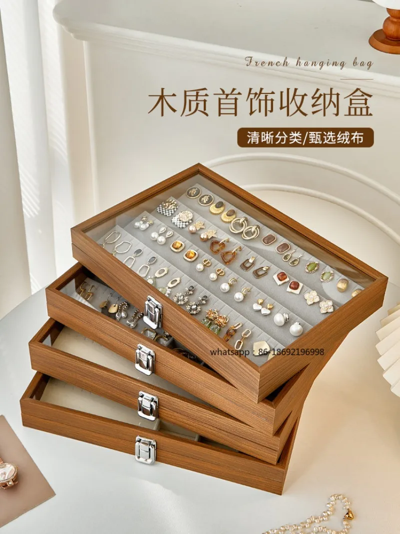 Wooden Earring Storage Box, Earrings, Special Jewelry Box, High-end Exquisite Large Capacity Earrings, Ring Bracelet Box