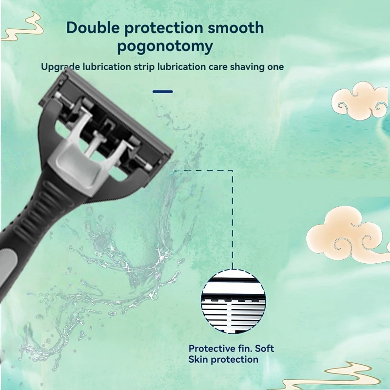 جديد ماكينة حلاقة الرجال الحلاقة 6 طبقة الفولاذ المقاوم للصدأ شفرة ماكينة حلاقة قابلة لإعادة الاستخدام سلامة الحلاقة إزالة الشعر ماكينة حلاقة المستوردة شفرة أداة متعددة #5