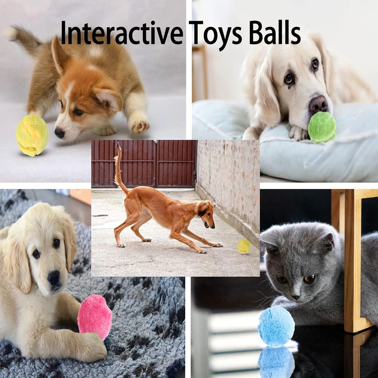 Engaging and Durable Interactive Pet Toy for Active Pets - Keep Your Furry Friends Entertained with Soft Plush Rolling Balls - P