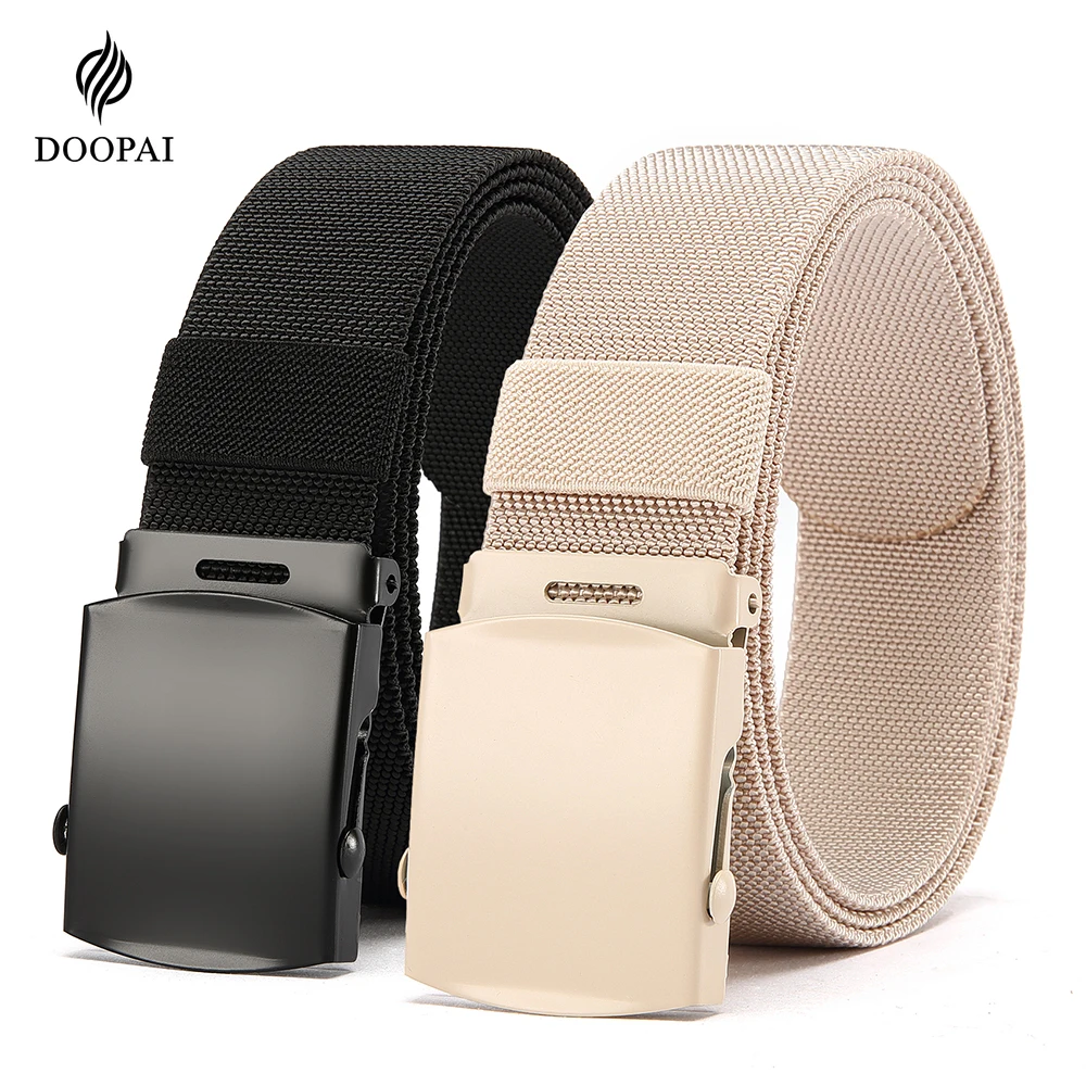 

Новый спортивный эластичный ремень для гольфа, тактический ремень с металлической автоматической пряжкой, прочный эластичный нейлоновый мужской военный ремень