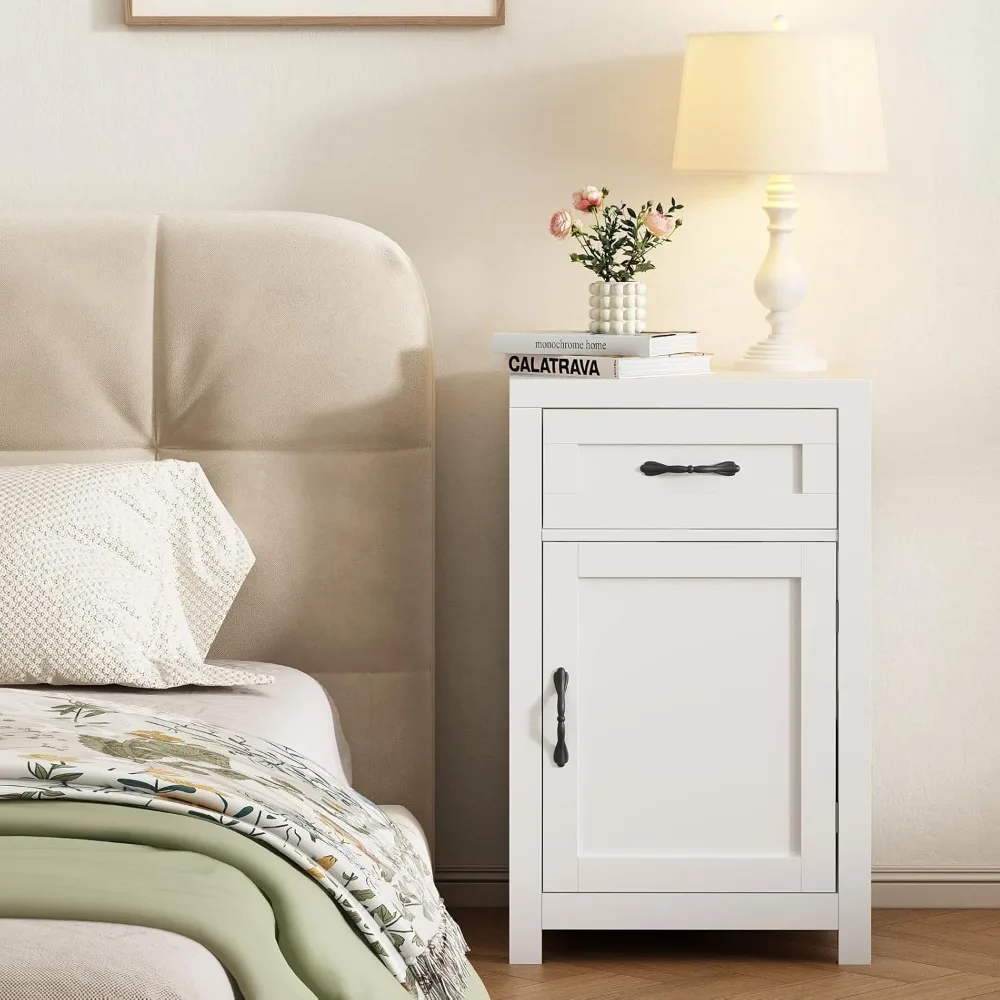 

Night Stand Set Of 2 Nightstands With Drawer Storage Bed Side Table End Table Large Modern Wood Wide Bedside Stand