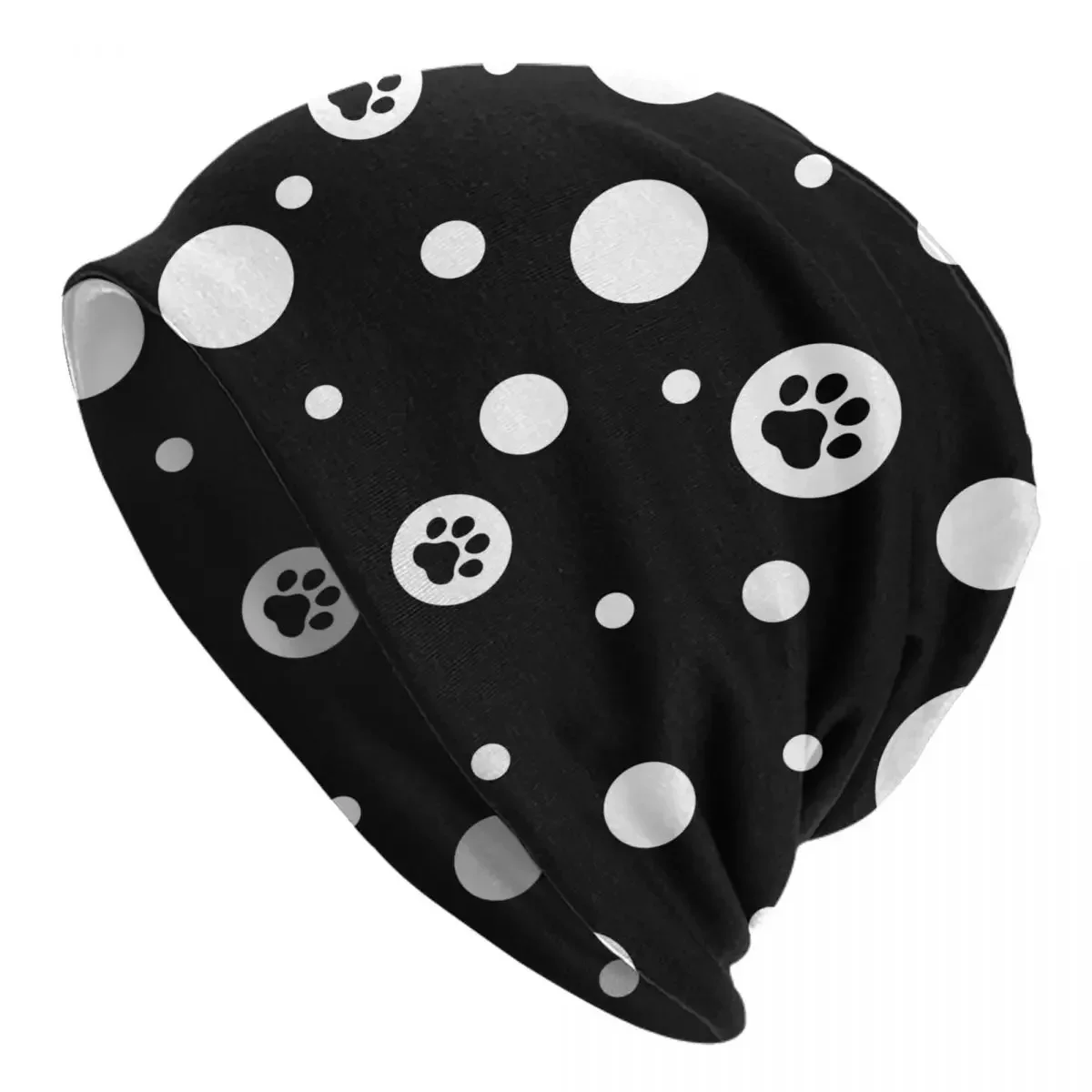 Dog Paw Polka Dot Bonnet Hats Knitting Hats Hip Hop Outdoor Skullies Beanies Hats Unisex Warm Multifunction Cap