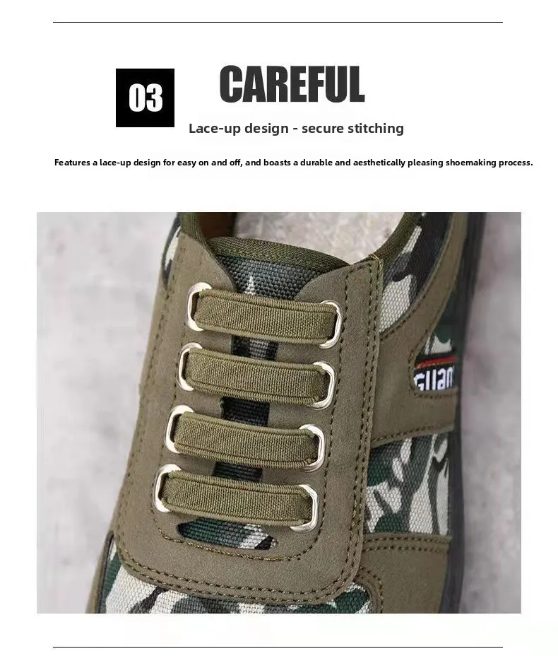 Herren-Slip-On-Freizeitschuhe aus Canvas mit Camouflage-Muster, atmungsaktive Low-Top-Walking-Sneaker mit elastischen Schnürsenkeln, bequeme Outdoor-Flachschuhe – Detail 5