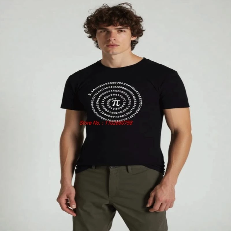 Pi Spiral Cotton T-Shirt Mathematics Pi Day Fashion Graphic T Shirts Summer Cotton Short Sleeve T-Shirt New In Tops And T-Shirts