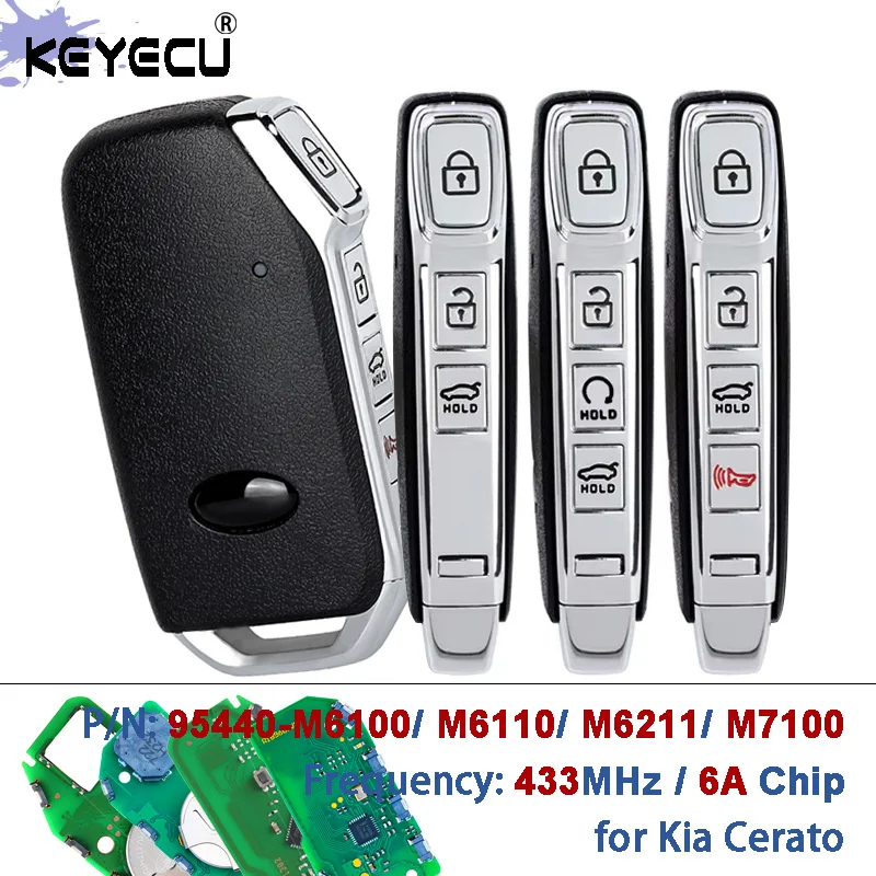 KEYECU 95440-M6100 95440-M6110 95440-M6211 95440-M7100 433MHz 8A Chip Keyless-Go Smart Remote Key Fob for Kia Cerato 2018-2021