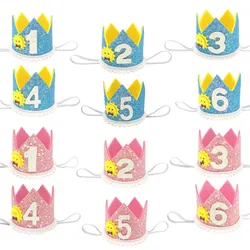 1Pcs 1 2 3 4 5 6 Year Birthday Crown Headband Caps Baby Boy Girl Birthday Party Decor Hat Prince Priness Hair Accessory Supplies