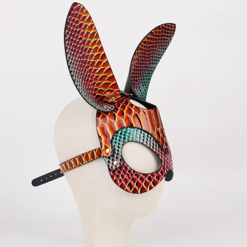 Women Leather Masquerade Mask Removable Bunny Girl Eye Mask for Halloween Cosplay Party Costume Accessory Ball Carnaval Mask New