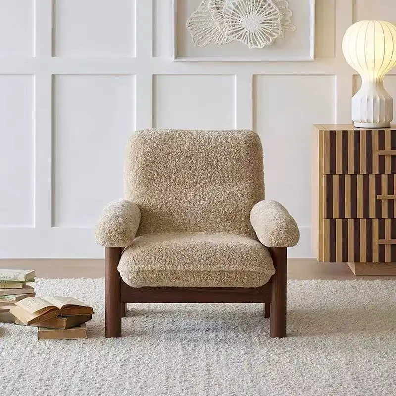 

Single sofa chair Lamb wool living room balcony Home leisure chair Simple modern bedroom Lazy sofa chair